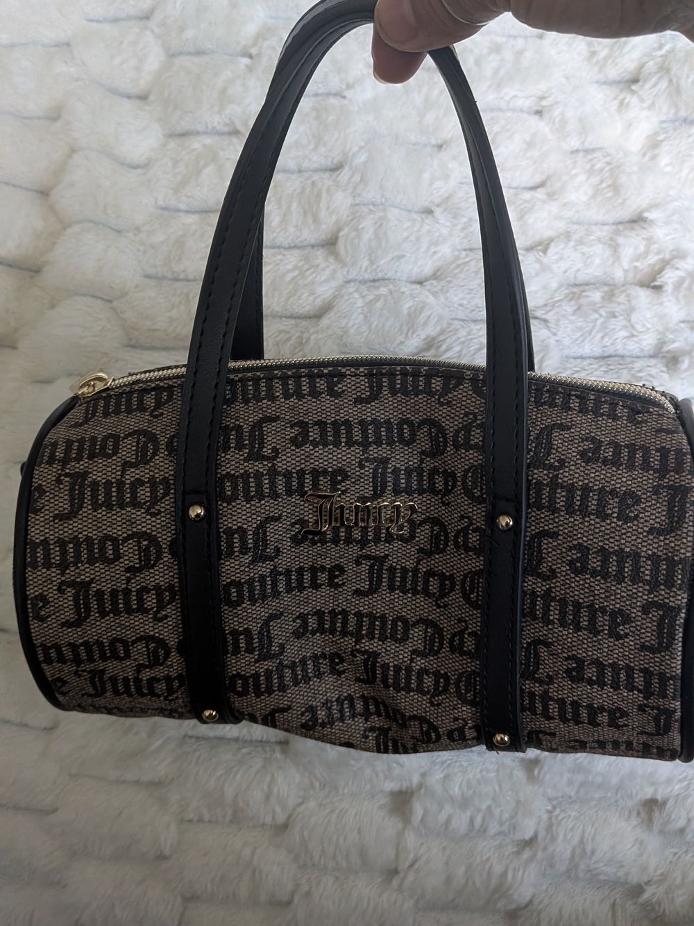 Juicy Couture Brown Logo Barrel Duffel with Black Trim - Picture 2 of 4